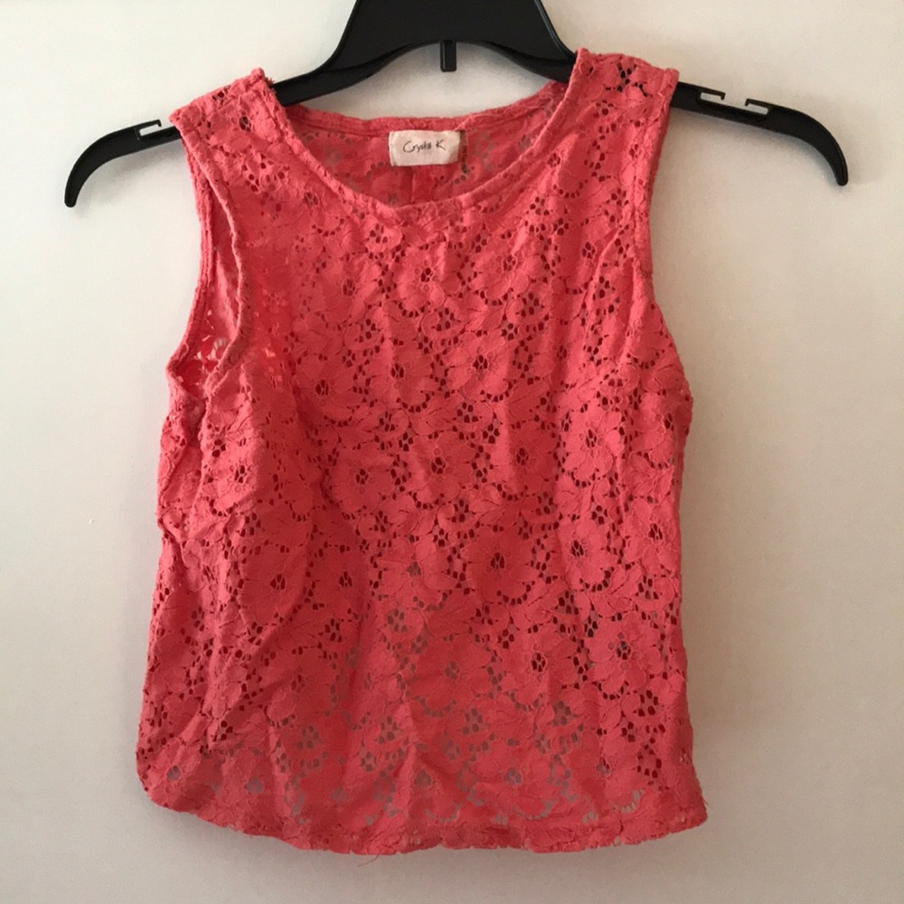 Pink Floral Lace Crop